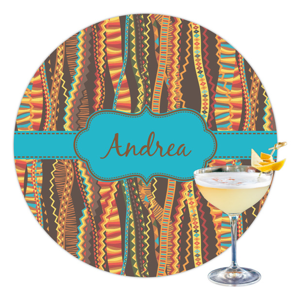 Custom Tribal Ribbons Printed Drink Topper - 3.5" (Personalized)