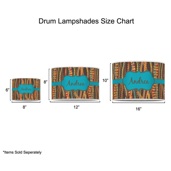 Tribal Ribbons Drum Lampshades - Sizing Chart
