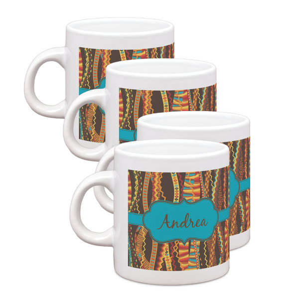 Custom Tribal Ribbons Single Shot Espresso Cups - Set of 4 (Personalized)