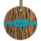 Tribal Ribbons Flat Glass Ornament - Round w/ Name or Text