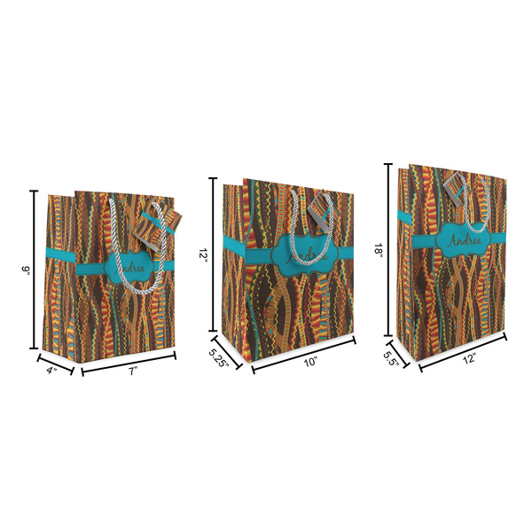 Tribal Ribbons Gift Bags - All Sizes - Dimensions