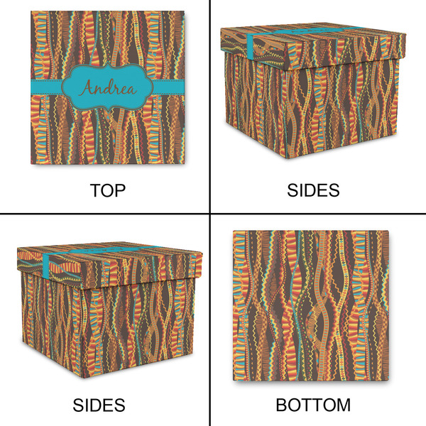 Tribal Ribbons Gift Boxes with Lid - Canvas Wrapped - Large - Approval
