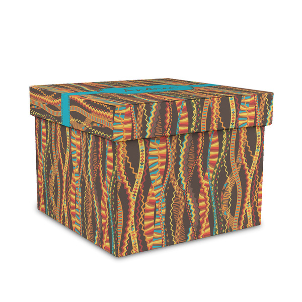 Custom Tribal Ribbons Gift Box with Lid - Canvas Wrapped - Medium (Personalized)