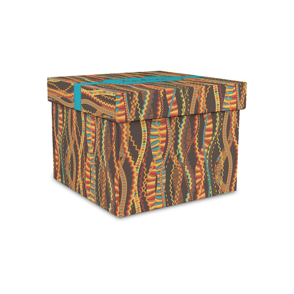 Custom Tribal Ribbons Gift Box with Lid - Canvas Wrapped - Small (Personalized)