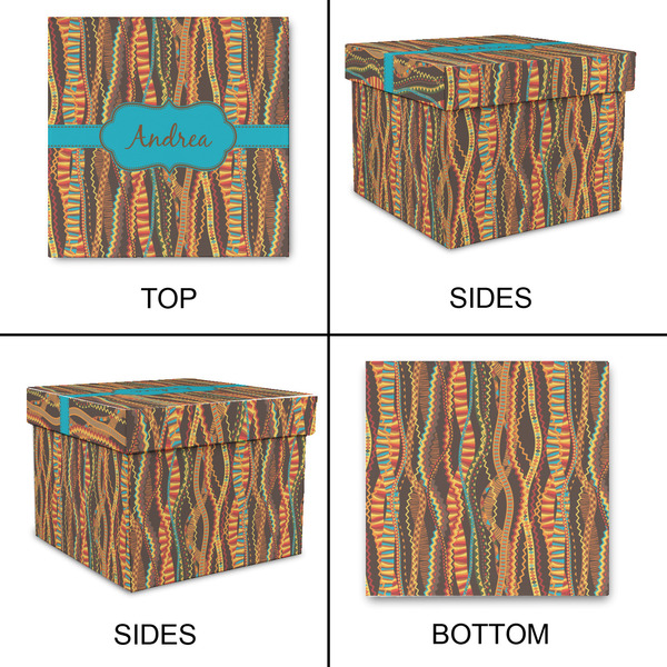 Tribal Ribbons Gift Boxes with Lid - Canvas Wrapped - X-Large - Approval
