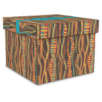 Tribal Ribbons Gift Box with Lid - Canvas Wrapped - X-Large (Personalized)