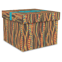 Tribal Ribbons Gift Box with Lid - Canvas Wrapped - XX-Large (Personalized)