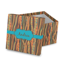 Tribal Ribbons Gift Box with Lid - Canvas Wrapped (Personalized)
