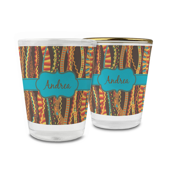 Custom Tribal Ribbons Glass Shot Glass - 1.5 oz (Personalized)