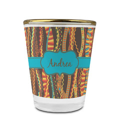Tribal Ribbons Glass Shot Glass - 1.5 oz - with Gold Rim - Set of 4 (Personalized)