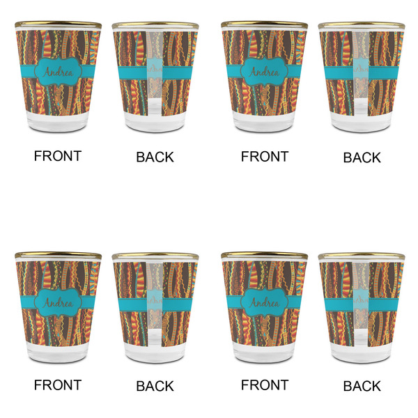 Tribal Ribbons Glass Shot Glass - with gold rim - Set of 4 - APPROVAL