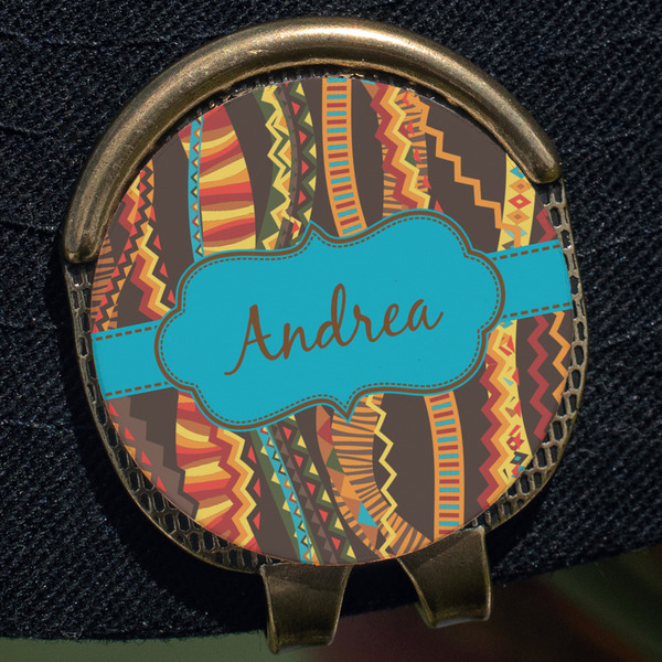 Tribal Ribbons Golf Ball Marker Hat Clip - Gold - Close Up