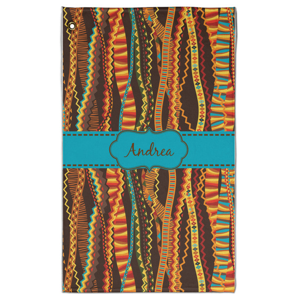 Custom Tribal Ribbons Golf Towel - Poly-Cotton Blend - Large w/ Name or Text