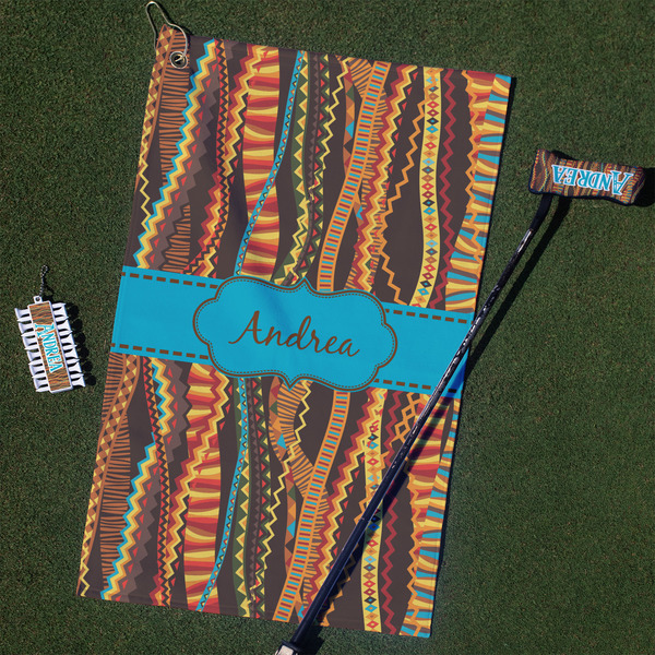 Custom Tribal Ribbons Golf Towel Gift Set (Personalized)