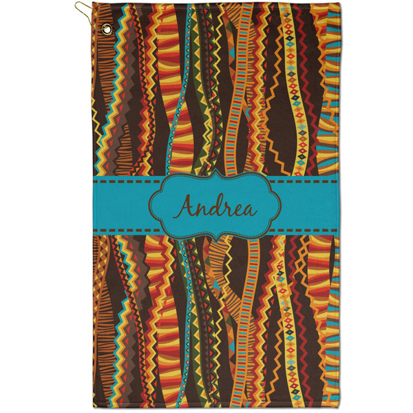 Custom Tribal Ribbons Golf Towel - Poly-Cotton Blend - Small w/ Name or Text