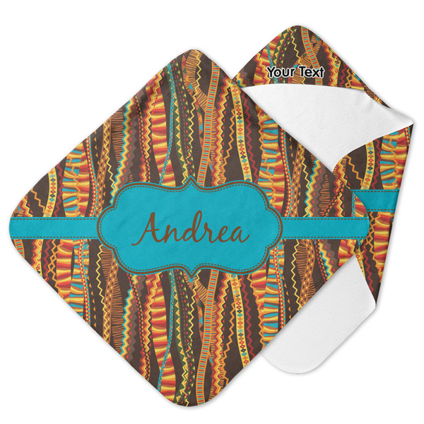 Custom Tribal Ribbons Hooded Baby Towel (Personalized)