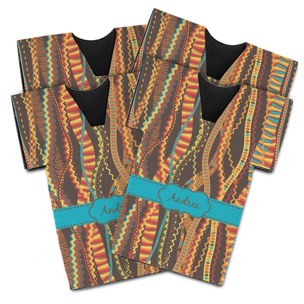 Custom Tribal Ribbons Jersey Bottle Cooler - Set of 4 (Personalized)