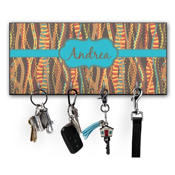 Custom Tribal Ribbons Key Hanger w/ 4 Hooks w/ Name or Text