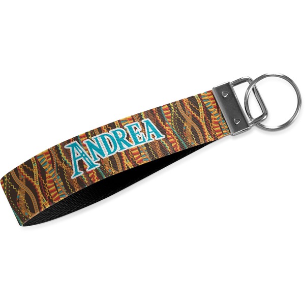 Custom Tribal Ribbons Webbing Keychain Fob - Large (Personalized)