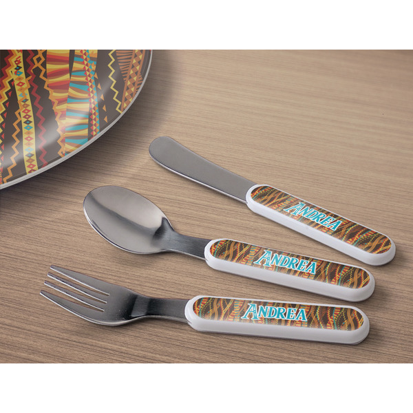 Tribal Ribbons Kids Flatware w/ Plate