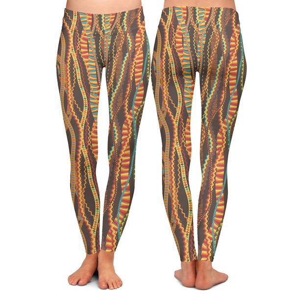 Tribal Ribbons Ladies Leggings - Front and Back