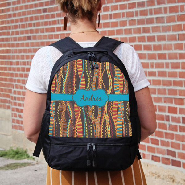 Tribal Ribbons Large Backpack - Black - On Back