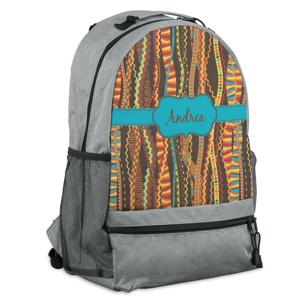Custom Tribal Ribbons Backpack - Grey (Personalized)
