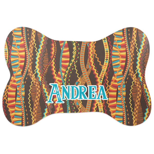 Custom Tribal Ribbons Bone Shaped Dog Food Mat (Personalized)