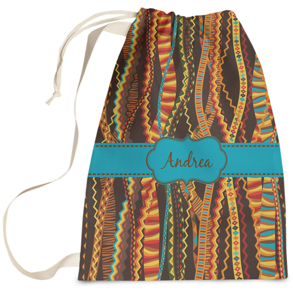 Custom Tribal Ribbons Laundry Bag - Large (Personalized)