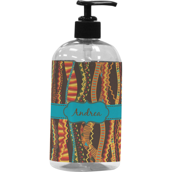 Custom Tribal Ribbons Plastic Soap / Lotion Dispenser (16 oz - Large - Black) (Personalized)