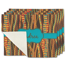 Tribal Ribbons Single-Sided Linen Placemat - Set of 4 w/ Name or Text