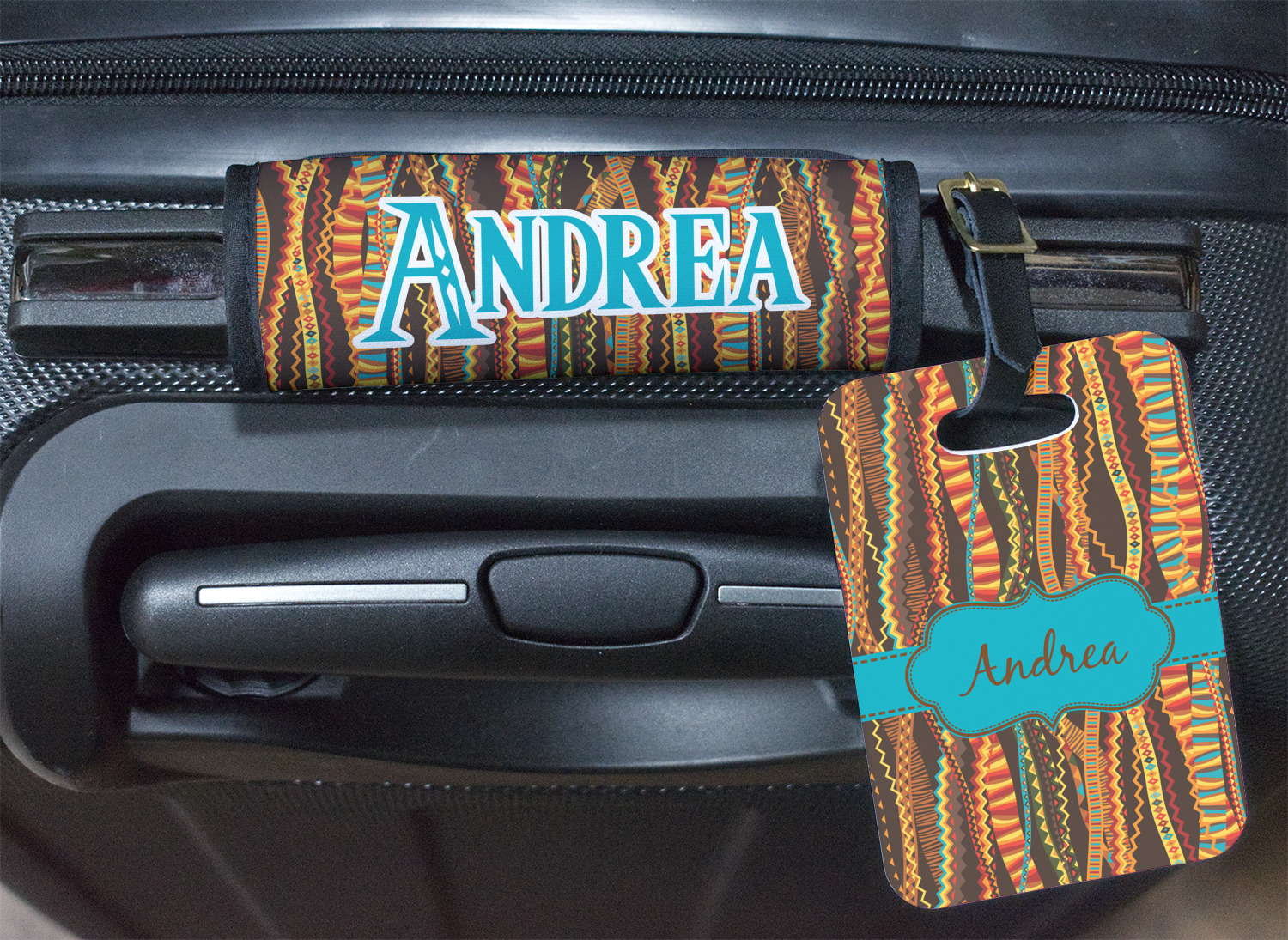 Tribal Ribbons Round Luggage Tag (Personalized) YouCustomizeIt