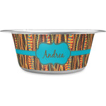 Tribal Ribbons Stainless Steel Dog Bowl - Large (Personalized)