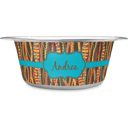 Tribal Ribbons Stainless Steel Dog Bowl - Large (Personalized)