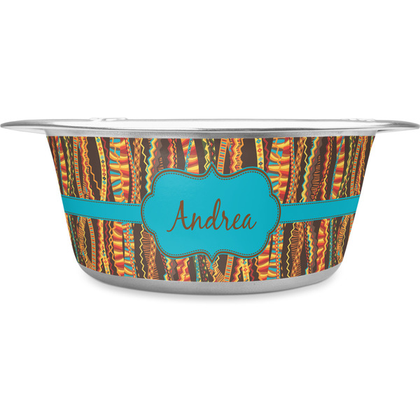 Custom Tribal Ribbons Stainless Steel Dog Bowl - Large (Personalized)