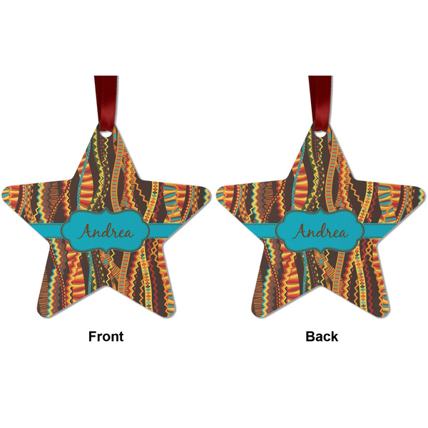 Tribal Ribbons Metal Star Ornament - Front and Back