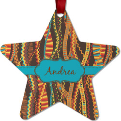 Tribal Ribbons Metal Star Ornament - Double Sided w/ Name or Text