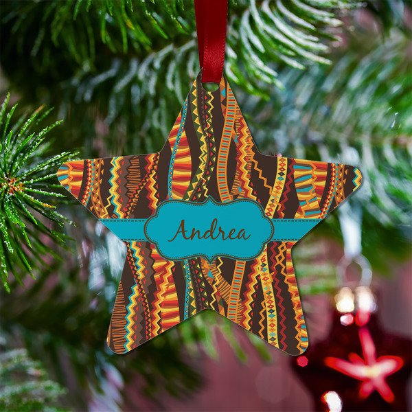 Tribal Ribbons Metal Star Ornament - Lifestyle