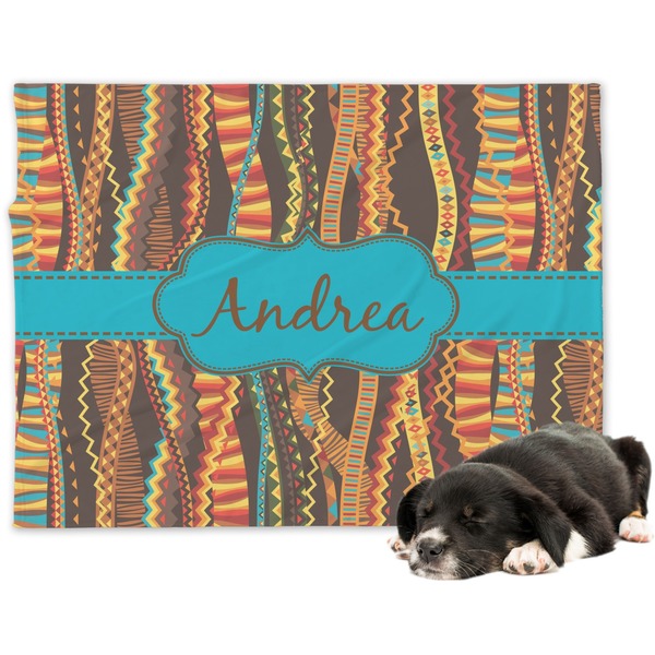 Custom Tribal Ribbons Dog Blanket - Large (Personalized)