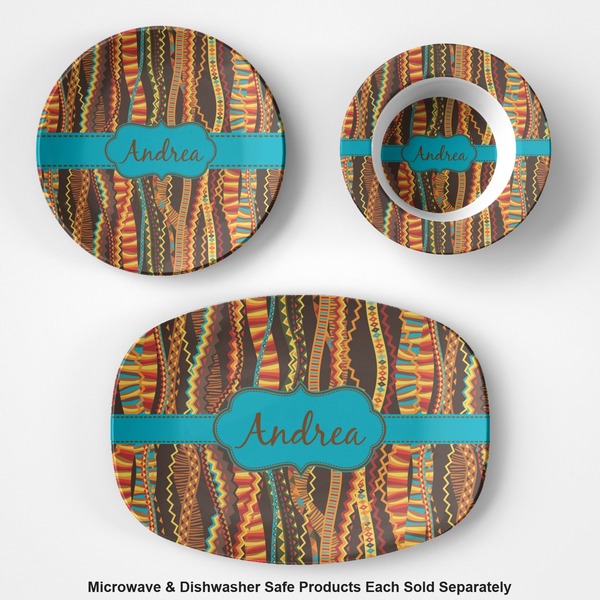 Tribal Ribbons Microwave & Dishwasher Safe CP Plastic Dishware - Group