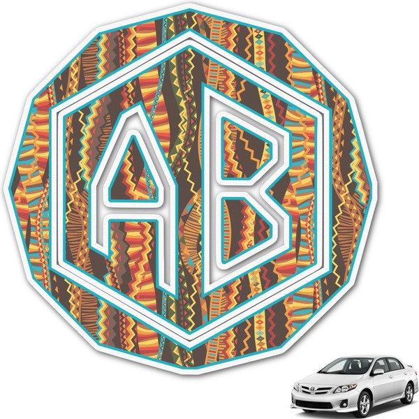 Custom Tribal Ribbons Monogram Car Decal (Personalized)