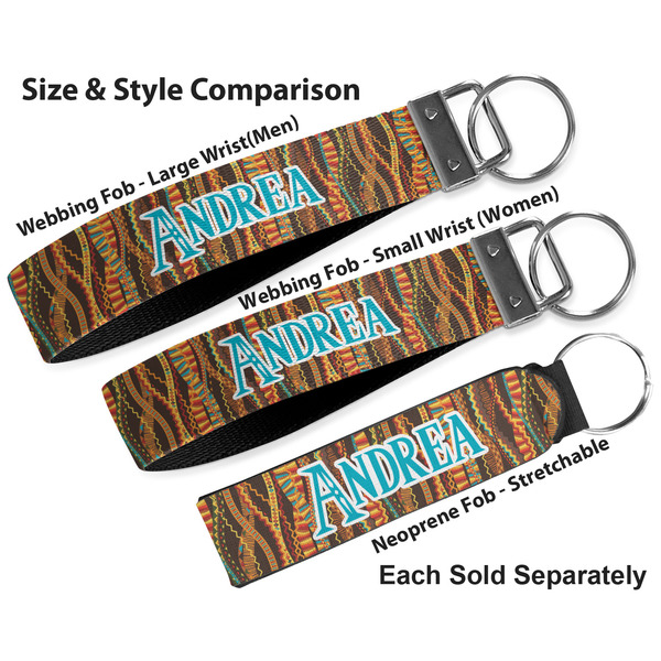 Tribal Ribbons Multiple Key Ring comparison sizes
