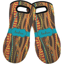 Tribal Ribbons Neoprene Oven Mitts - Set of 2 w/ Name or Text