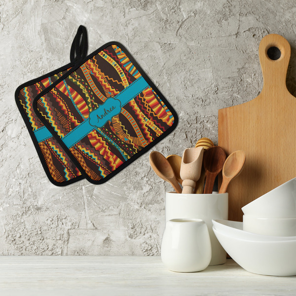 Tribal Ribbons Neoprene Pot Holder - Set of 2  LIFESTYLE