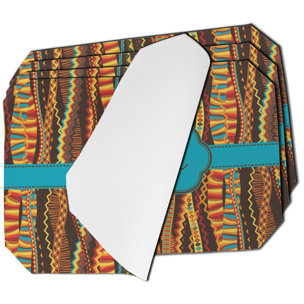 Custom Tribal Ribbons Dining Table Mat - Octagon - Set of 4 (Single-Sided) w/ Name or Text