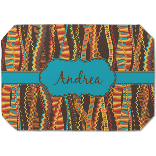 Custom Tribal Ribbons Dining Table Mat - Octagon (Single-Sided) w/ Name or Text