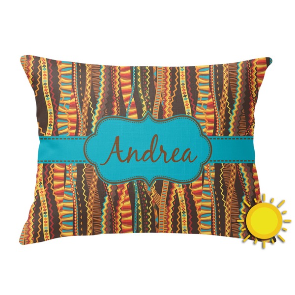 Custom Tribal Ribbons Outdoor Throw Pillow (Rectangular) (Personalized)