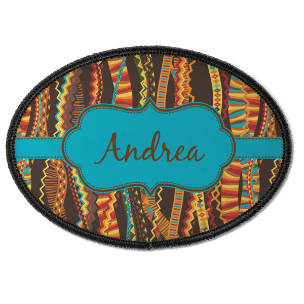 Custom Tribal Ribbons Iron On Oval Patch w/ Name or Text