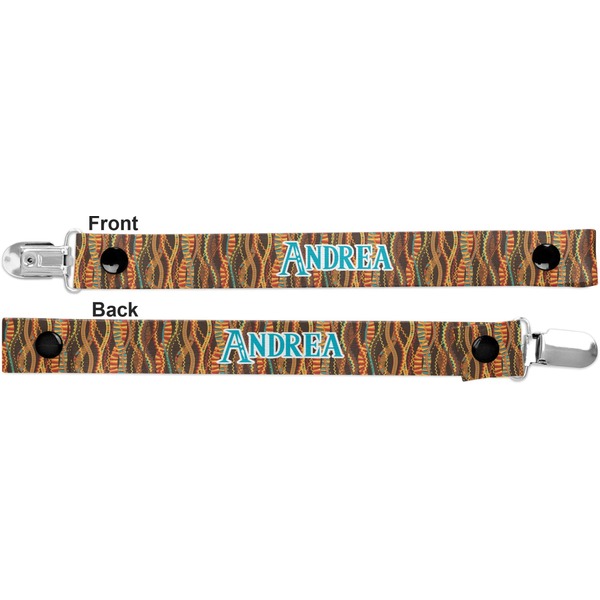 Tribal Ribbons Pacifier Clip - Front and Back