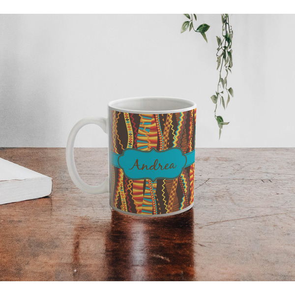 Tribal Ribbons Personalized Coffee Mug - Lifestyle